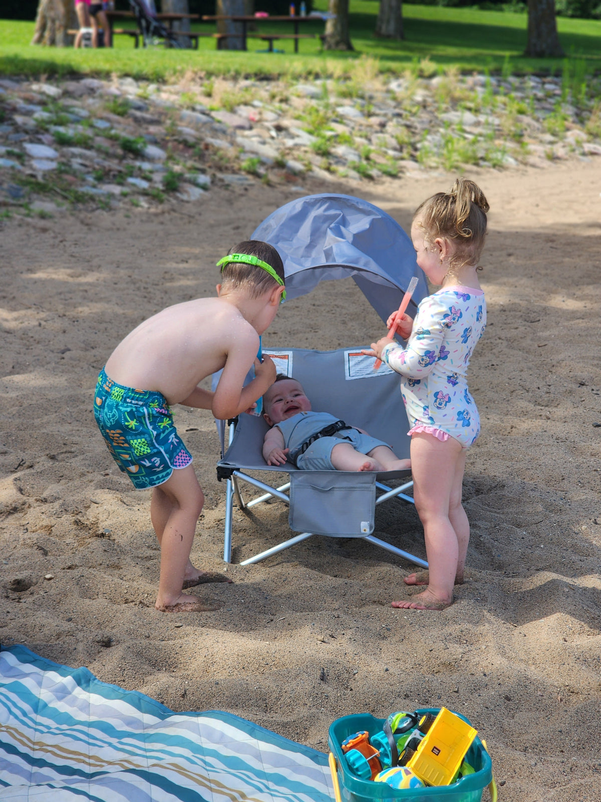 Family enjoying the outdoors with baby